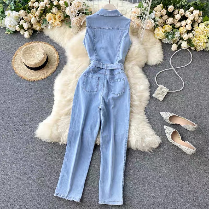 Runaway night sleeveless denim jumpsuit JRZZ145 images